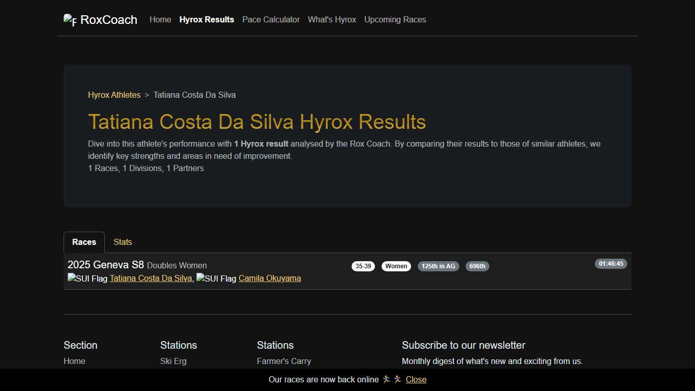 Tatiana Costa Da Silva (SUI), Hyrox Athlete